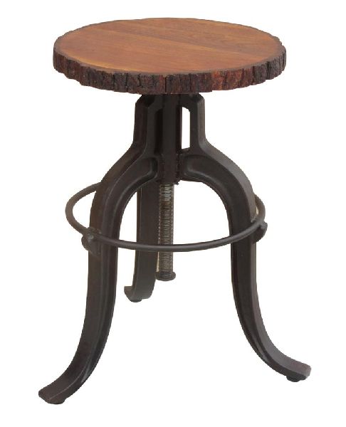 Crank Stool With Wood Top