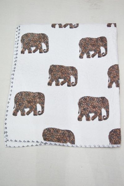 Animal Print Design Kantha Baby Cotton Filled Blankets