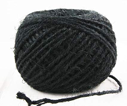 Black Raw Yarn, for Knitting, Weaving, Technics : Twisted