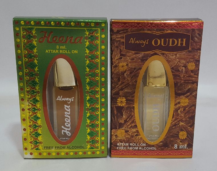 Always Heena & Oudh Attar, for Storing Liquid, Capacity : 8ml