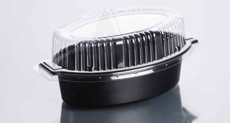 500 gms Black Oval Tray with Clear Lid