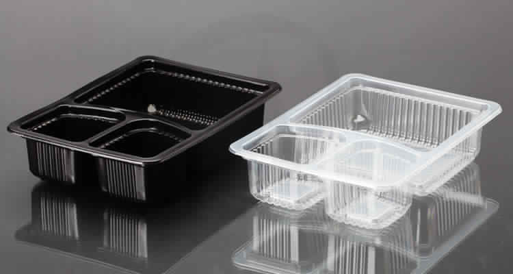 Abhinav PP ( Polypropylene) three COMPARTMENT TRAY, Color : Black / Clear