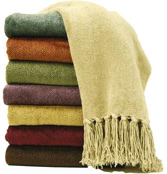 Solid color chenille throw