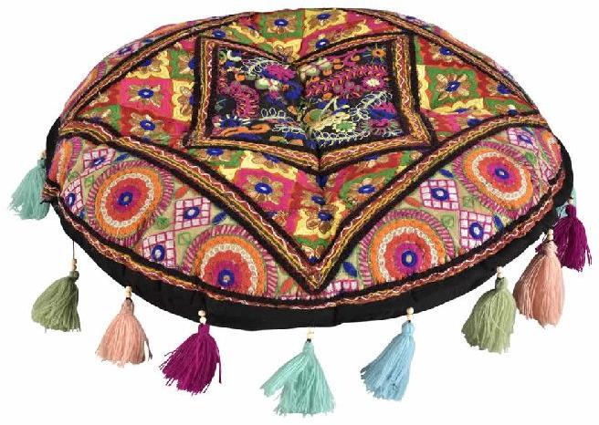 Floral Seater Embroidery Ottoman Pouf