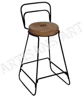 INDUSTRIAL IRON BAR CHAIR WITH PADDED SEAT, CAFE CHAIR, CLUB CHAIR