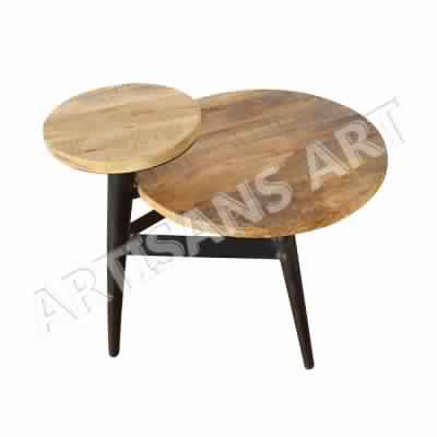 Industrial Poly Side table with Black Rustic iron and Wood