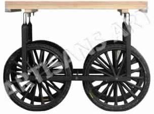RECYCLED WOOD IRON ROLLING VENDOR CART TABLE