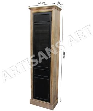 VINTAGE INDUSTRIAL IRON WOOD TALL CABINET
