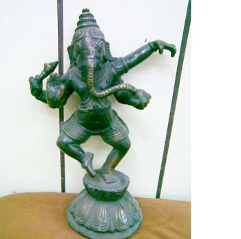 Lord Ganesha Dancing Statue Imitation Crafts, Color : Antique