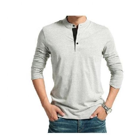 Cotton Long Sleeve Henley T Shirt