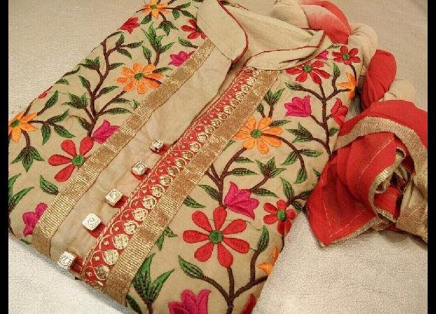 Cotton Embroidered Suit Material, for Making Garments, Width : 36inch