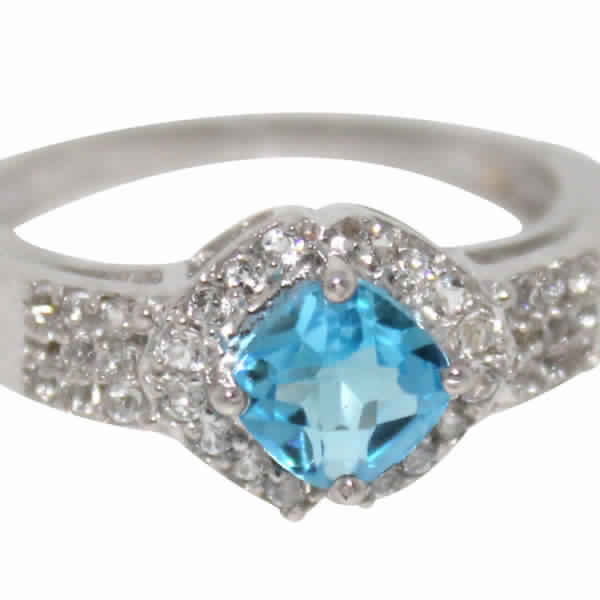 Designer Sterling Silver Blue Topaz Ring