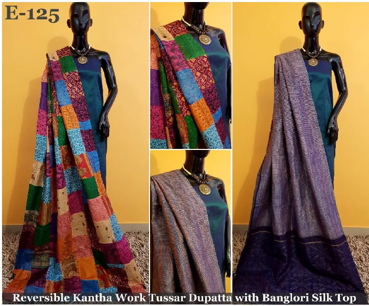 Tussar Dupatta With Banglori Silk Top Dress Material