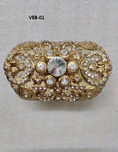 Metal beaded crystals bracelet matching with metal handbag