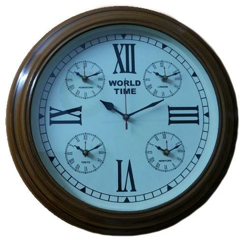 World Timer Wooden Wall Clock