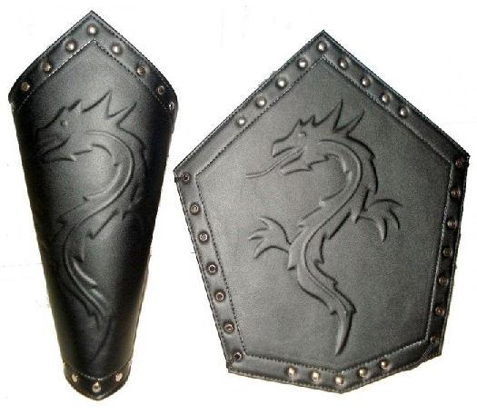 Black Dragon Hand Greaves - LEATHER ARMOUR