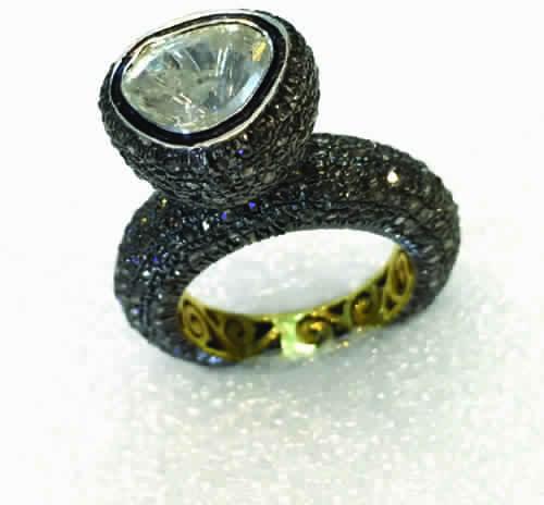Attractive Black Polki Diamond Ring
