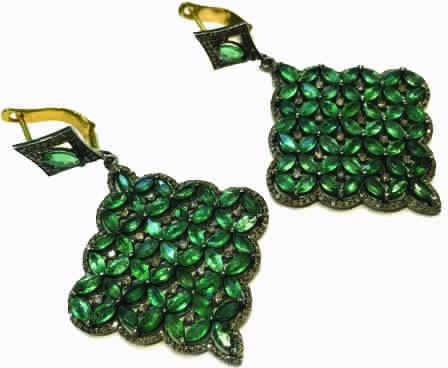 Attractive Emerald Earring with Black Diamond