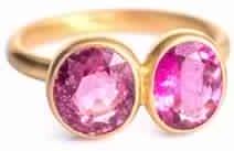 Attractive & Nice Pink Tourmaline Two Stone Ring