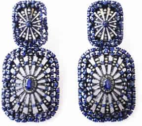 Diamond Earring with Blue Sapphire