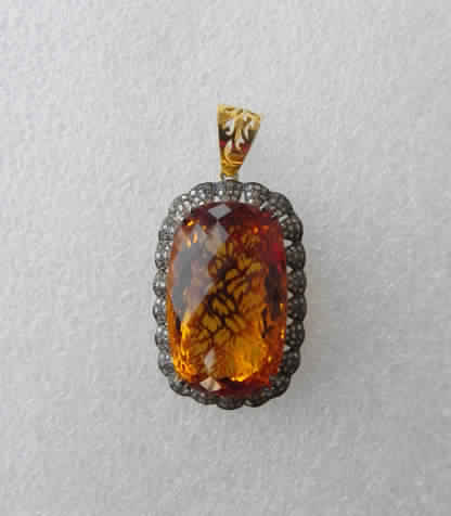 Nice Looking Diamond Pendant with Citrine Topaz