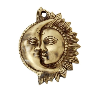 Brassware Wall Hanging of Sun and Moon Face