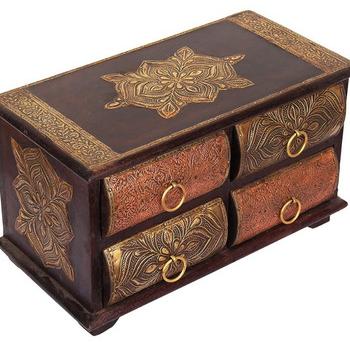 Wooden Drawers Jewelry Trinket Keepsake Box