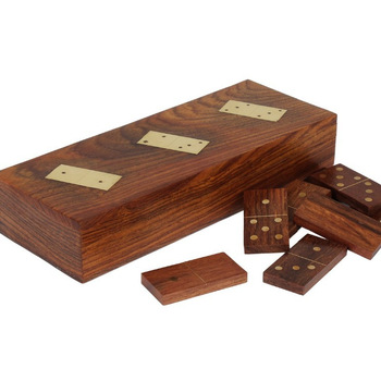 Wooden Handmade Single Dominoes Domino Set Game Box