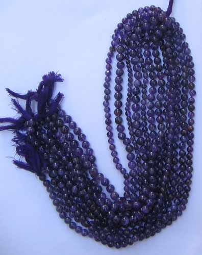 Amethyst plain rd.gem beads, Stone Size : 5-7mm