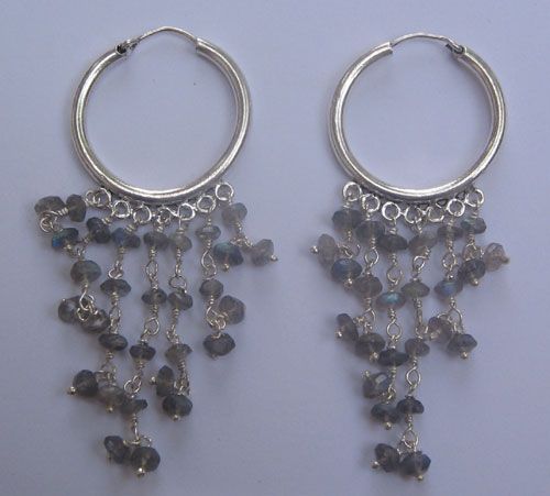 Labdrorite Faceted Rhondelle Earring