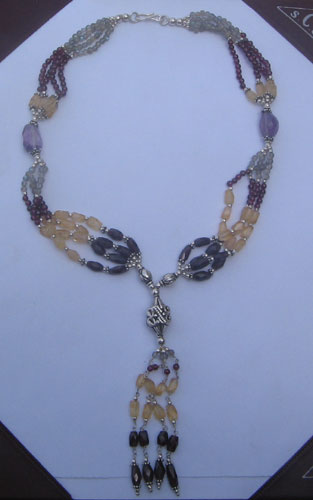 Multistone gem bead necklace, Length : 25 inch