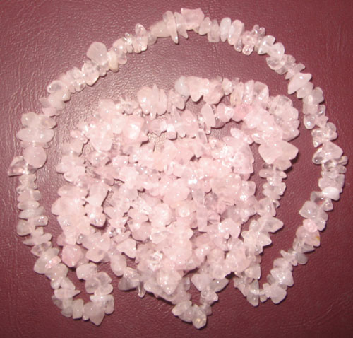 Rose quartz chip gem beads, Size : 36 inch
