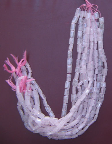 Rose Quartz plain chicklet gem beads, Size : 5mm