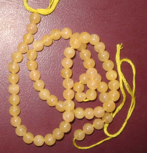 Yellow jade plain round beads, Stone Size : 5mm
