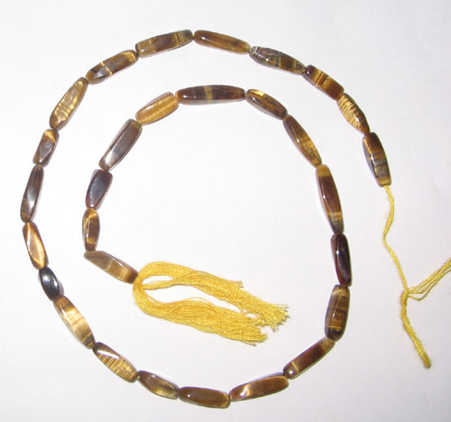 Yellow tiger eye twisted gem beads, Stone Size : 15x5