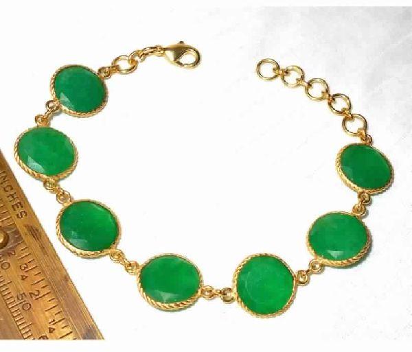 18k Gold Plated Corundum Gemstone Chain Link Bracelet