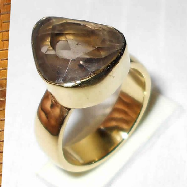 Faceted Smoky Quartz Gemstone Fashion Ring