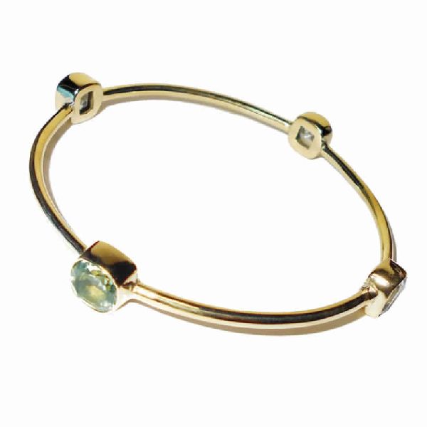 Green Amethyst Gemstone Stackable Bangle For Ladies