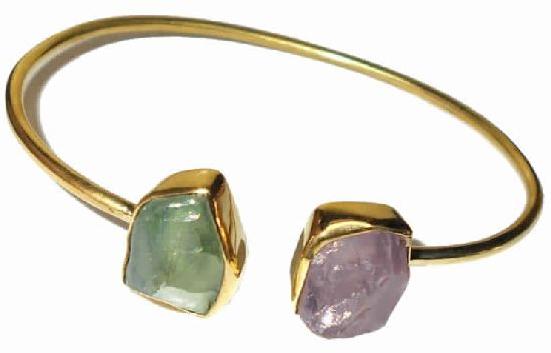 Green Fluorite and Rose Quartz Gemstone Cuff