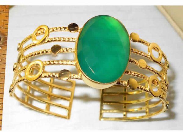 Green Onyx Gemstone Cuff Bracelet, Gender : Women’s