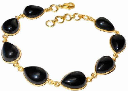 Natural Black Onyx Gemstone Adjust Bracelet