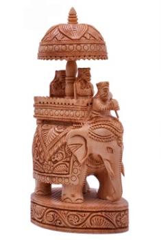 Indian Designer Wooden Handicraft Carving Elephant