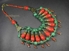 TIBET tribal coral glass resin beads
