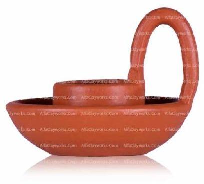 Clay CHAMBERSTICK CANDLE HOLDER, Color : Terracotta Orange