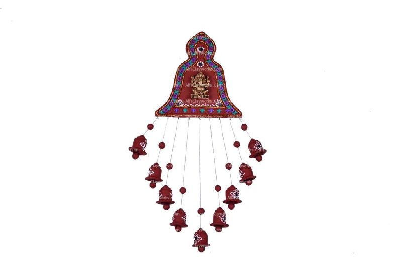 CLAY WIND CHIMES (PAINTED, WALL HANGING) 9 BELLS