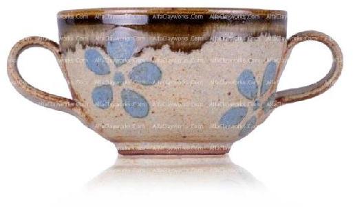 FLOWER GLAZED DOUBLE HANDLE CUP