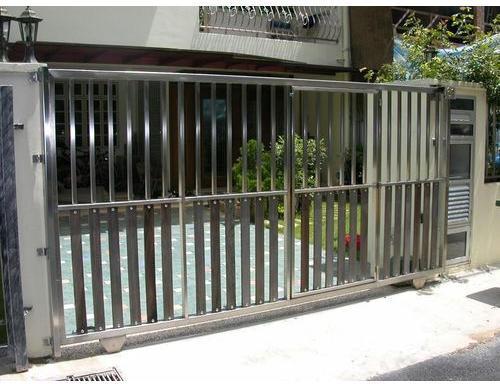 Polished Stainless Steel Sliding Gate, for Outside The House, Parking Area, Size : 1012ft, 8x10ft