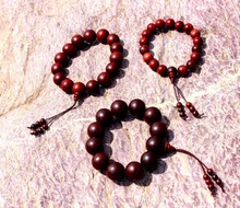 Rudra Gems Beads Stretchable Charm Bracelet, Main Stone : Red Sandalwood