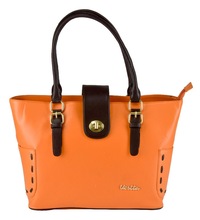 Artificial Leather Tote Bag for Women, Color : Orange