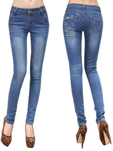 Plain Denim Ladies Narrow Bottom Jeans, Feature : Anti-Wrinkle, Easily Washable